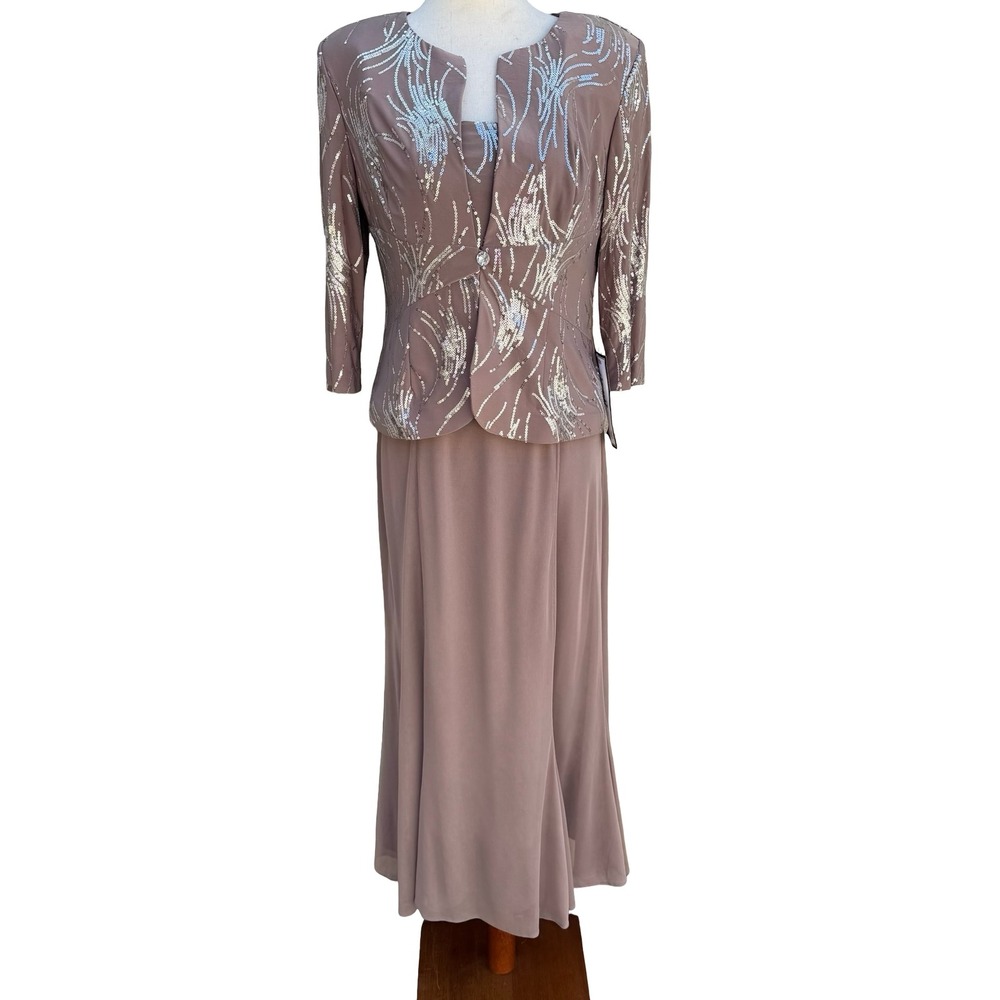 Alex Evening Mother of the Bride Formal Wedding Guest Sequin Maxi Skirt Jacket 6